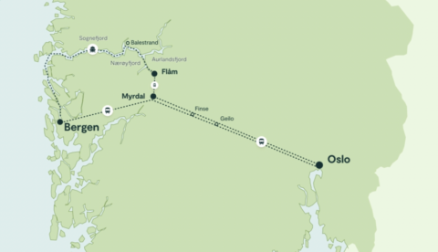 Map of Norway in a Nutshell route