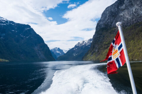 View of the Sognefjord from the ferry deck